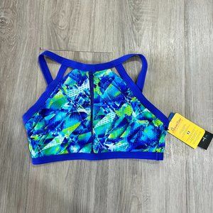 NEW! Free Sport by Gottex Pacific Blue High Neck Sports Bra | Bikini Top